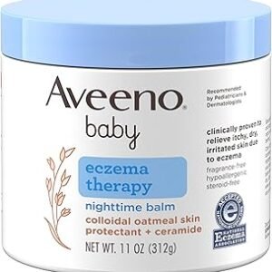 Aveeno Baby Eczema Therapy Nighttime Body Balm, Moisturizing Eczema Treatment, Ceramides, Triple Oat Complex, Soothes Dry, Itchy Skin, Hypoallergenic, Fragrance & Steroid Free, 11oz