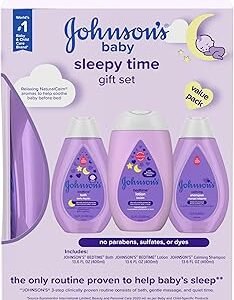 Johnson's Baby Sleepy Time Bedtime Gift Set with Relaxing NaturalCalm Aromas, Bedtime Baby Bath Shampoo, Wash & Lotion, Baby Bedtime Essentials, Hypoallergenic & Paraben-Free, 3 Items