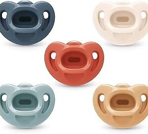 NUK Timeless Comfy Pacifier | 100% Silicone, One-Piece Design | BPA-Free, Gentle on Baby’s Skin | 5-Pack, for 0-6M